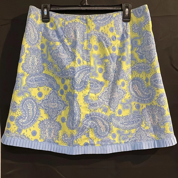 Lilly & Van Women's Size Large Skirt - Blue Paisley Print with Pleated Trim - Picture 2 of 6